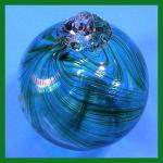 Gazing Ball4: Green Swirled Hanging Glass Ball of 4 inches, #124940, 2 for $18