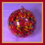 Witch Ball6: #164841b Orange, yellow, green 6 Inches Across