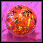 Witch Ball4: WB19hb4 Beautiful Glass, Lots of Orange, Slightly Green, 4 inches, 2 for $18