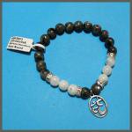Bracelets: Stretchy Labradorite w/ Rainbow Moonstone & Om 8mm, 3 for $15 30438073