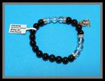 Bracelets: Stretchy Obsidian & Clear Quartz w/ A Frog 8mm  3 for $12 30438099
