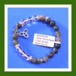 Bracelets: Stretchy Green Moss Agate & Crystal w/ a Triquetra 8mm 3 for $15 30438109