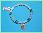 Bracelets: Stretchy Rainbow Moonstone & Aquamarine 8mm w/ Pewter Angel, 3 for $22 30438114  Green Glass