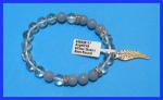 Bracelets: Stretchy Clear Quartz & Angelite w/ Angel Wing 8mm, 3 for $18 30438177
