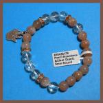 Bracelets: Stretchy Peach Moonstone and Clear Quartz 8mm  w/ a Pewter Hand, 3 for $22  30438178
