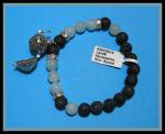 Bracelets: Stretchy Lava (Pumice) & Aquamarine w/ Lava Cage 8mm, 3 for $20  30438216