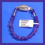 Bracelets: Stretchy Amethyst and Crystal 8mm w/ a Pewter Feather  3 for $15 30438228N