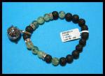Bracelets: Stretchy Lava (Pumice) 8mm w/ Prehnite 8mm and a 12mm Lava Round in a Cage  30438296