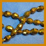 Glass Crystal Beads: Barrels 7 x 10mm Faceted Gold (810goldb) 25 inch strands