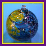 Gazing Ball4: GB6Gr Green, Purple, Yellow, Aqua Swirl, 4 inches, 2 for $18