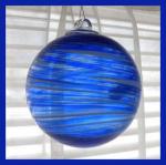 Gazing Ball4: GB96 Blue with White Swirled on Clear Hanging Glass Ball, 4 inches, 2 for $18
