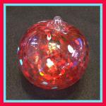 Gazing Ball4: GBblred Hanging Glass Ball, Mostly Red with a Little Aqua, 4 inches, 2 for $15