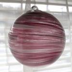 Gazing Ball4: HB10-2: Violet - Redish Maybe & White Swirled on Clear Hanging Glass Ball of 4 inches, 2 for $18