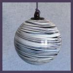 Gazing Ball: HB22-2 White Swirled on Vaguely Purple Hanging Glass Ball of 4 inches