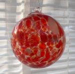 Gazing Ball4: HB28-1 Orangy - Red & White Speckled Hanging Glass Ball of 4 inches, 2 for $18