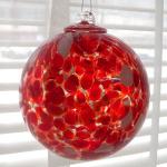 Gazing Ball4: HB32-1 Red with White Speckled on a Hanging Glass Ball of 4 inches, 2 for $15
