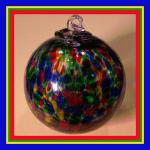 Gazing Ball4: HB32-4 Orange/Blue/Green/White Speckles on a Hanging Glass Ball of 4 inches, 2 for $18