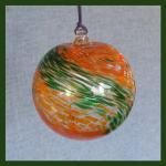 Gazing Ball4: HB44-2 Orange and Green Swirled, Hanging Glass Friendship Ball of 4 inches, 2 for $18