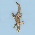 Pewter Charms: Reptile: Lizard, 3 Part Antiqued Brass Charm, 10 pieces
