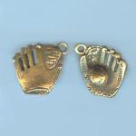Pewter Charms: Baseball Glove w/ Ball Antiqued Brass (AB), 10 pieces