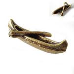 Pewter Charms: Canoe with Paddle Antiqued Brass (AB), 10 pieces