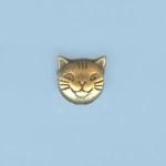 Pewter Beads: Cat Face Bead Antiqued Brass (AB), 10 beads