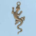 Pewter Charms: Reptile: Lizard, Crinkley Antiqued Brass, 10 pieces
