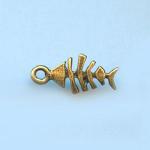 Pewter Charms: Fish: Your Traditional Catlunched Fish Antiqued Brass, 10 pieces