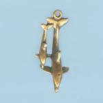 Pewter Charms: Dolphin / Porpoise  Family Unit Antiqued Brass (AB), 10 pieces