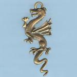 Pewter Charms: Dragon Antiqued Brass (AB), 10 pieces