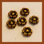 Pewter Beads: Flower Antiqued Brass (AB), 10 pieces