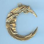 Pewter Charms: Moon: Inside Loop Moon Antiqued Brass (AB) Over Pewter, 10 pieces
