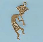 Pewter Charms: Kokopelli, Large Flat Charm Antiqued Brass (AB), 10 pieces