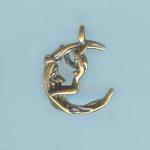 Pewter Charms: Moon: Lady and the Moon, Little, Antiqued Brass (AB), 10 pieces