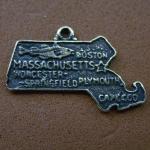 Pewter Charms: Massachusetts Antiqued Brass (AB), 10 pieces