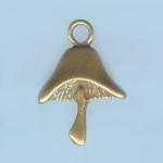 Pewter Charms: Mushroom (Shroom) Antiqued Brass (AB) Over Pewter, 10 pieces