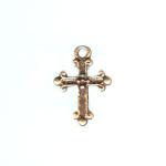 Pewter Charms: Cross: Small Cross Antiqued Brass (AB), 10 pieces
