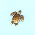 Pewter Beads: Turtle: Sea Turtle Gold Colored Pewter (AB), 10 beads
