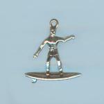 Pewter Charms: Surfer Dude Antiqued Brass (AB), 10 pieces
