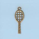Pewter Charms: Tennis Racket Antiqued Brass (AB), 10 pieces