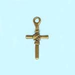 Pewter Charms: Cross: Wrapped Cross Antiqued Brass (AB), 10 pieces