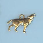 Pewter Charms: Wolf Charm Antiqued Gold, 10 pieces