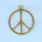 Pewter Charms: Peace Sign Charm Goldish 17mm, 10 pieces