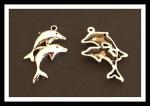 Pewter Charms: Double Jumping Dolphins (AP), 10 pieces An inch and a quarter high