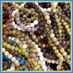 Rounds:  8mm Semi-Precious Mix, Our Basic Mix, 100 Strands, 15 - 16 inches mostly