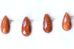 Briolettes: Faceted 5 x 10mm Goldstone (Glass) Strands 15 - 16 inches