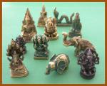 Brass Religious Figurines from Thailand, 10 pieces