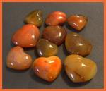 Hearts: Carnelian, an inch to an inch and a half across, each