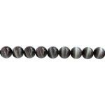 Cat's Eye Glass Rounds  8mm Black Strands 15 - 16 inches