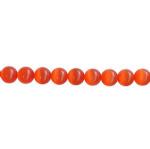 Cat's Eye Glass Rounds  8mm Reddish Orange 15 - 16 inches
